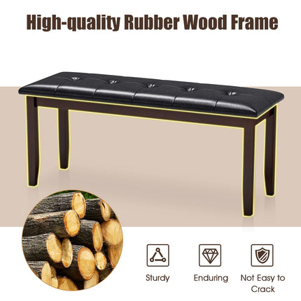 Dreamade Button-Tufted Dining Bench, 45.5” PU Leather Upholstered Bench w/Loads 400 Lbs