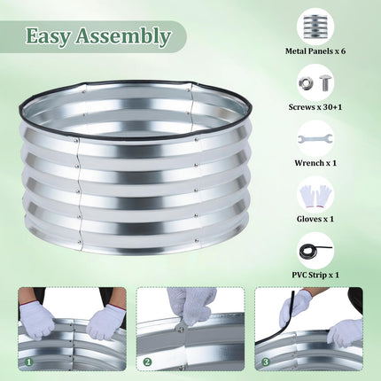 Dreamade 2 Pack Round Galvanized Raised Garden Bed Kit (2x2x1 FT)