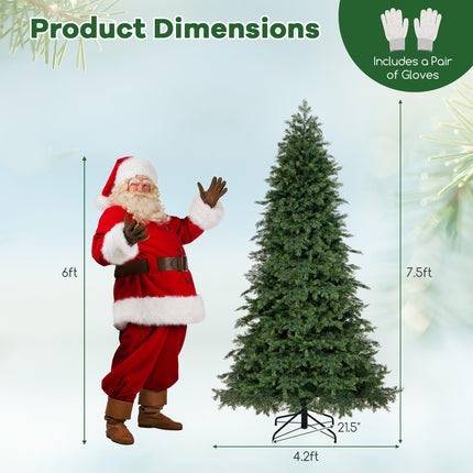 Dreamade 7.5ft Artificial Christmas Tree, Unlit Green Hinged Xmas Full Tree with 1019 Lush Branch Tips