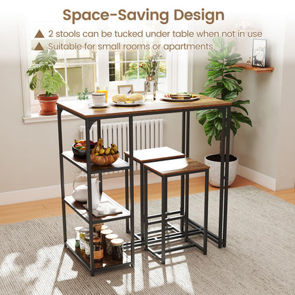 Dreamade 3-Piece Dining Table Set for 2 Bar-Height Kitchen Table with 2 Stools