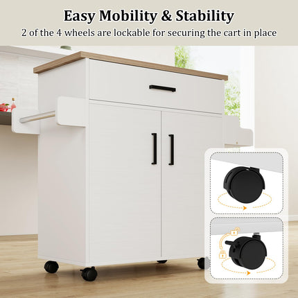 Dreamade Kitchen Island with Storage 41.5" W Rolling Island Table
