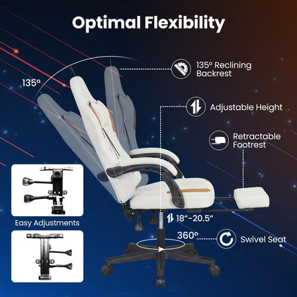 Dreamade Gaming Chair | Ergonomic Video Game Chair w/Footrest, Lumbar Support