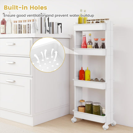 Dreamade 4-Tier Slim Rolling Storage Cart for Kitchen