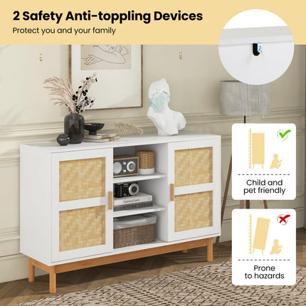 Dreamade Buffet Sideboard, Kitchen Storage Cabinet with 3 Open Shelves & 2 Side Cabinets