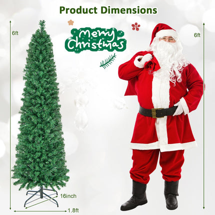 Dreamade 6ft / 7ft / 8ft Fiber Optic Pencil Christmas Tree Xmas Full Tree for Home Office Holiday Decor
