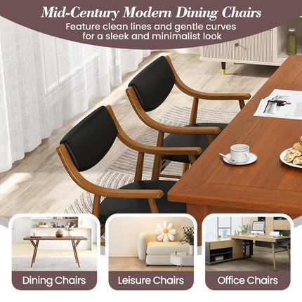 Dreamade Wooden Dining Chairs Set of 2/4, PU Leather Upholstered Kitchen Chairs w/Padded Seat & Back