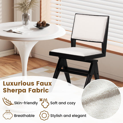 Dreamade Swivel Dining Chairs Set of 2/4, Faux Sherpa Kitchen Chairs w/Rubber Wood Frame