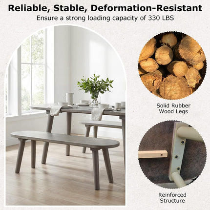 Dreamade 43 Inch Solid Wood Farmhouse Dining Bench Rustic Wooden Entryway Bench with Rubber Wood Legs