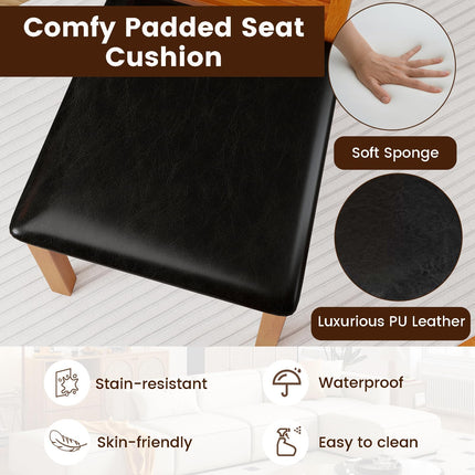 Dreamade Wooden Dining Chairs Set PU Leather Upholstered Kitchen Armless Chairs w/Rubber Wood Legs