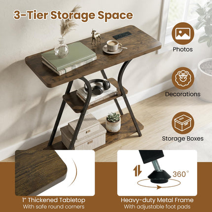 Dreamade 32" 3-Tier Narrow Console Table with LED Lights
