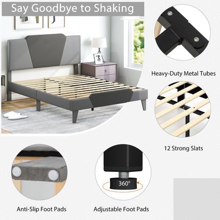 Dreamade Queen/Full/Twin Size Velvet Upholstered Bed Frame with Headboard
