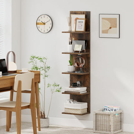 Dreamade 5-Tier Wall Mounted Shelf Unit with Wood Grain