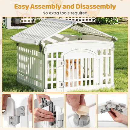 Dreamade 6/12 Panel Dog Playpen 24'' Tall Plastic Pet Fence with Lockable Door