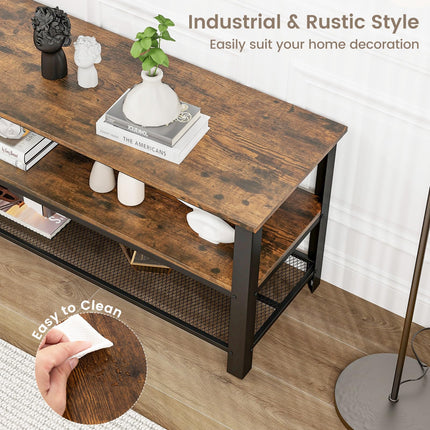 Dreamade TV Stand for Bedroom and Living Room - 3-Tier Industrial Entertainment Center with Open Storage Shelves