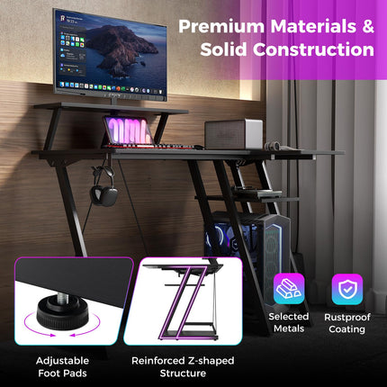 Dreamade 39” L-Shaped Computer Desk with Power Outlets