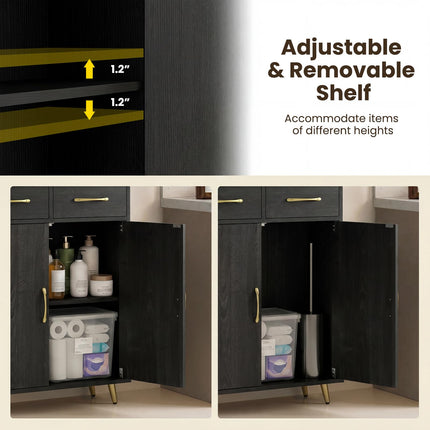 Dreamade Freestanding Bathroom Storage Cabinet with 2 Drawers and 2 Doors