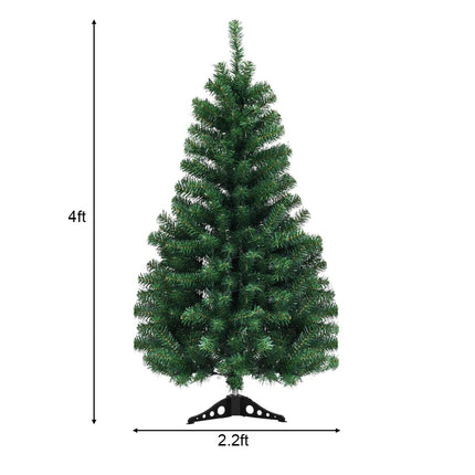 4ft Pre-Lit Christmas Tree, Artificial PVC Xmas Tree with 100 Warm White LED Lights and Stable Triangular Stand - DreamadeUS