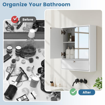 Dreamade Bathroom Wall Mount Cabinet with Mirrored Doors