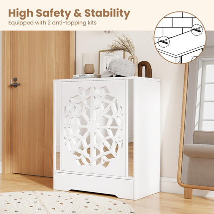 Dreamade Shoe Cabinet with Drawer 6-Tier Shoe Organizer Cabinet with Mirrored Doors