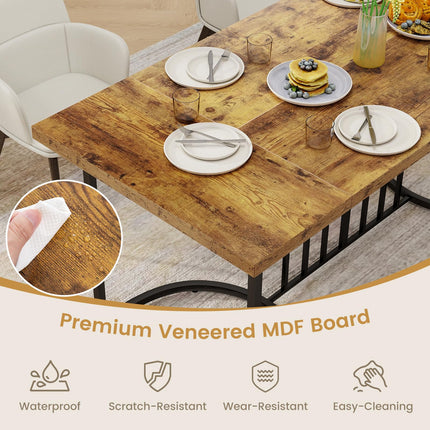 Dreamade 71 Inch Large Dining Table for 6-8 People, Farmhouse Rectangular Kitchen Table with Metal Frame