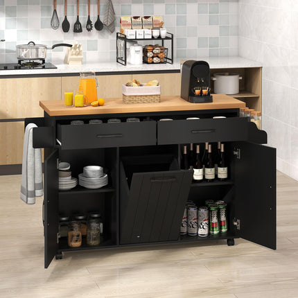 Dreamade Kitchen Island w/Trash Bag Storage
