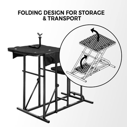 DREAMADE Foldable Shooting Bench, Portable Table, Padded Seat & Gun Rest