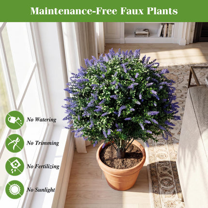 Dreamade 2 Pack Artificial Lavender Boxwood Topiary Ball Trees 27.5" Faux Floral Shrubs