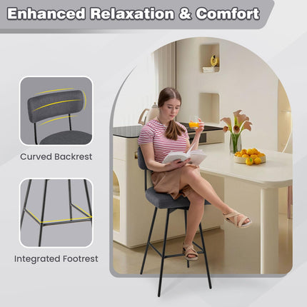 Dreamade Swivel Bar Stools, Upholstered Bar Height Bar Chairs w/Padded Seat & Backrest