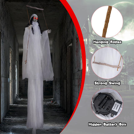 DREAMADE 6.4 FT Sound Activated Halloween Hanging Girl