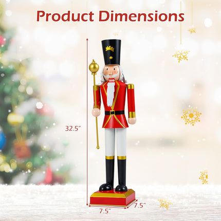 Dreamade 32.5 Inch Christmas Nutcracker with High Hat and Beautiful Scepter