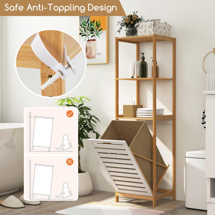 Dreamade Tilt Out Laundry Hamper - Laundry Hamper Cabinet with 3 Tier Storage Shelves, Removable Laundry Basket