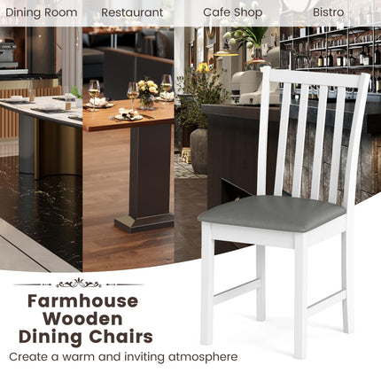 Dreamade Wooden Dining Chairs Set of 2/4 Faux Leather Upholstered Kitchen Chair w/Rubber Wood Legs