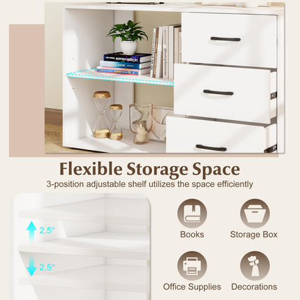 Dreamade 55 Inch L-Shaped Desk with Charging Station