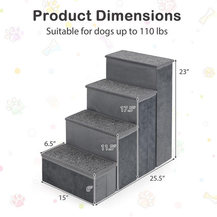 Dreamade Dog Stairs with Storage 23" H Folding 4 Step Pet Stairs for Small and Medium Dogs