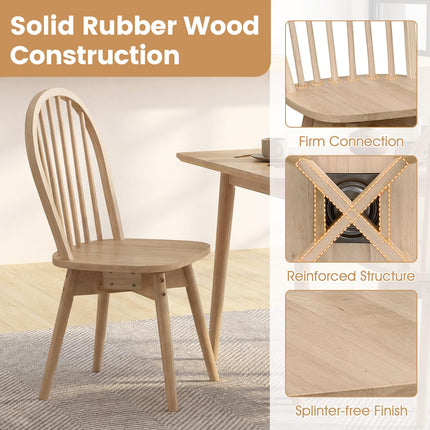 Dreamade Windsor Dining Chairs Set of 2/4 Farmhouse Swivel Kitchen Chairs with Spindle Back