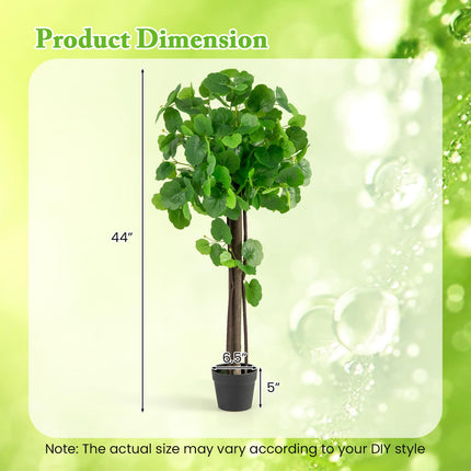 Dreamade 44’’ Artificial Crabapple Tree, Tall Fake Plant in Pot with Real Wood Trunk