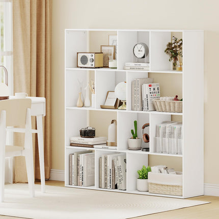 Dreamade Open Shelf Bookcase 4-Tier Modern Bookshelf with 12 Storage Compartments
