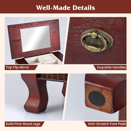 DREAMADE Wooden Jewelry Armoire Cabinet Storage Chest with Drawers and Swing Doors