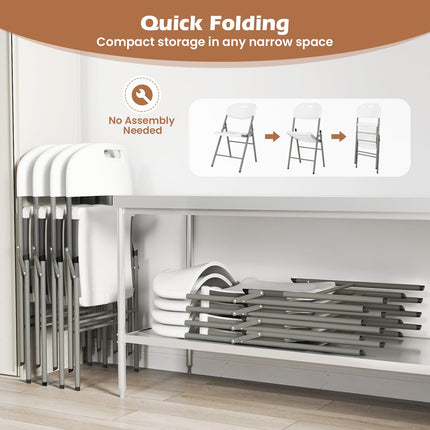Dreamade 4/8/12-Pack Plastic Folding Chairs, HDPE Waiting Room Chairs w/Metal Frame