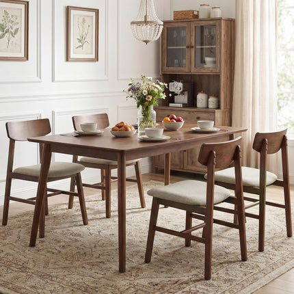 Dreamade Solid Rubber Wood Dining Room Chairs with Curved Backrest