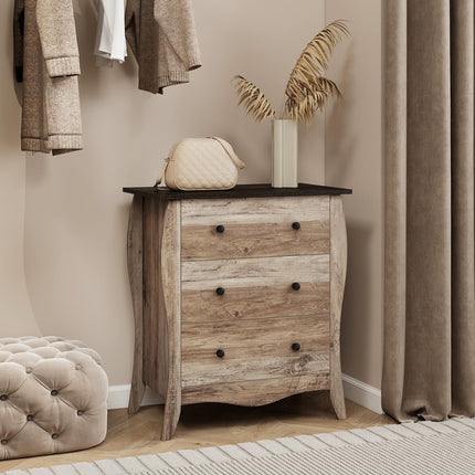 Dreamade Storage Cabinet with Foldable & Detachable Fabric Drawers, Anti-Tipping Kit, 26.5” x 15” x 30” Farmhouse Floor Cabinet