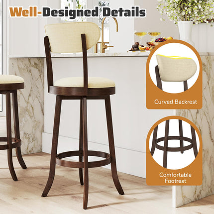 Dreamade 30.5" Swivel Bar Stools Set for Kitchen Island Dining Room Pub