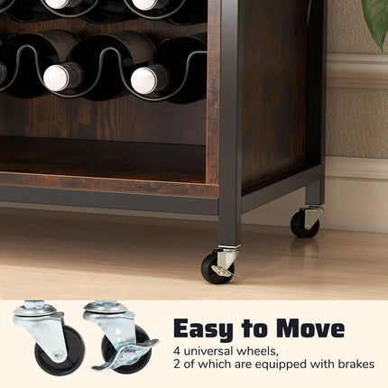 Dreamade Wine Bar Cabinet with LED Light Kitchen Buffet Sideboard