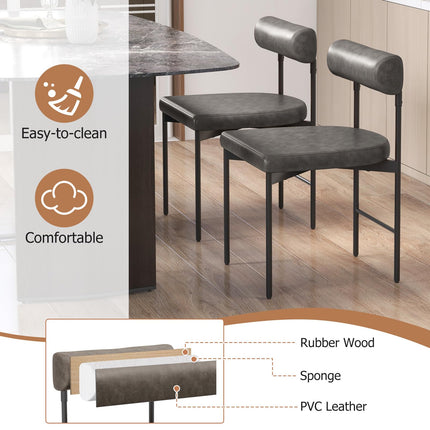 Dreamade Dining Chairs, Faux Leather Upholstered Kitchen Side Chair with Padded Backrest and Cushion, Metal Legs