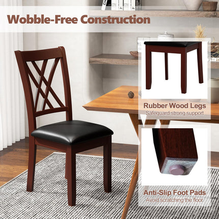 Dreamade Wood Dining Chairs Set of 2, Faux Leather Upholstered Kitchen Chairs with Rubber Wood Legs