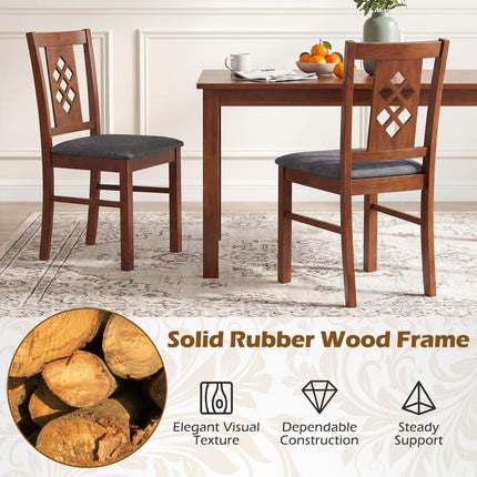 Dreamade Wooden Upholstered Kitchen Chair with Elegant Diamond Back (2/4)