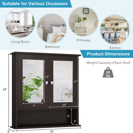 Dreamade Medicine Cabinet, Bathroom Wall Cabinet with 2 Mirrored Doors, Adjustable Shelf