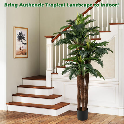 Dreamade 6.3 ft Tall Fake Tropical Plant with 45 + 3 Adjustable Leaves 3 Real Barks & Moss (2 Pack)