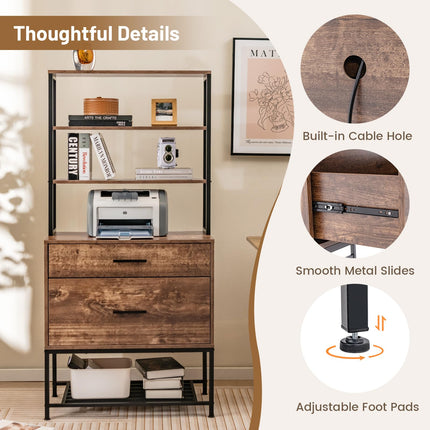 Dreamade Tall 2-Drawer File Cabinet - Filing Cabinet