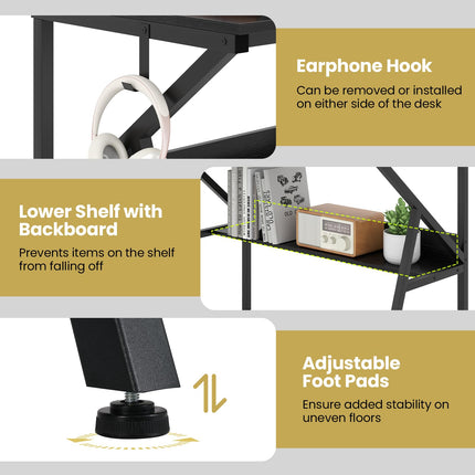 Dreamade Space Saving Computer Desk with Monitor Stand and Extra Storage Shelf for Work Study